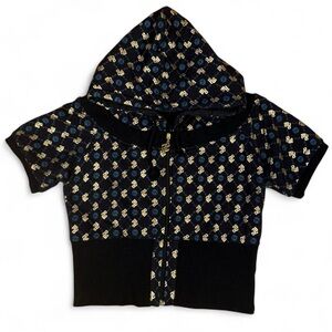 Vintage Rocawear Black Hooded Short-Sleeve Hoodie Slim Fit Size Small